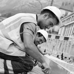 no-comment photo portrait travailleurs chantier public